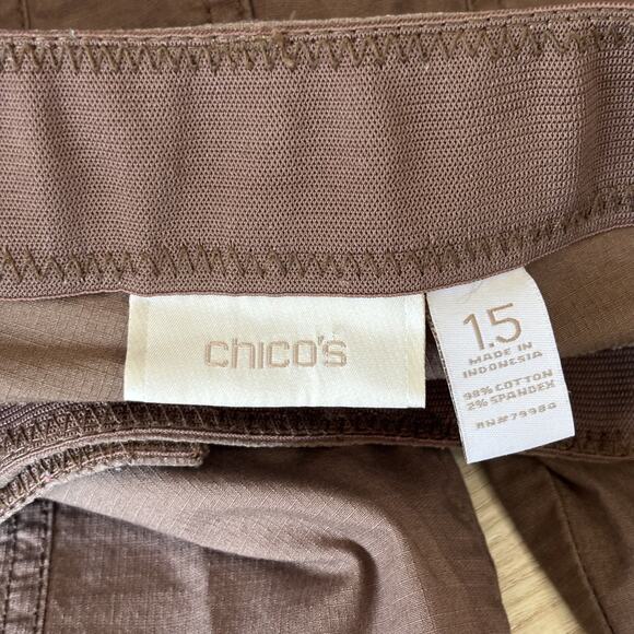Chicos Pants Medium Utility Cropped Stretch Hiking Trail Climb Elastic Waist - Picture 8 of 10